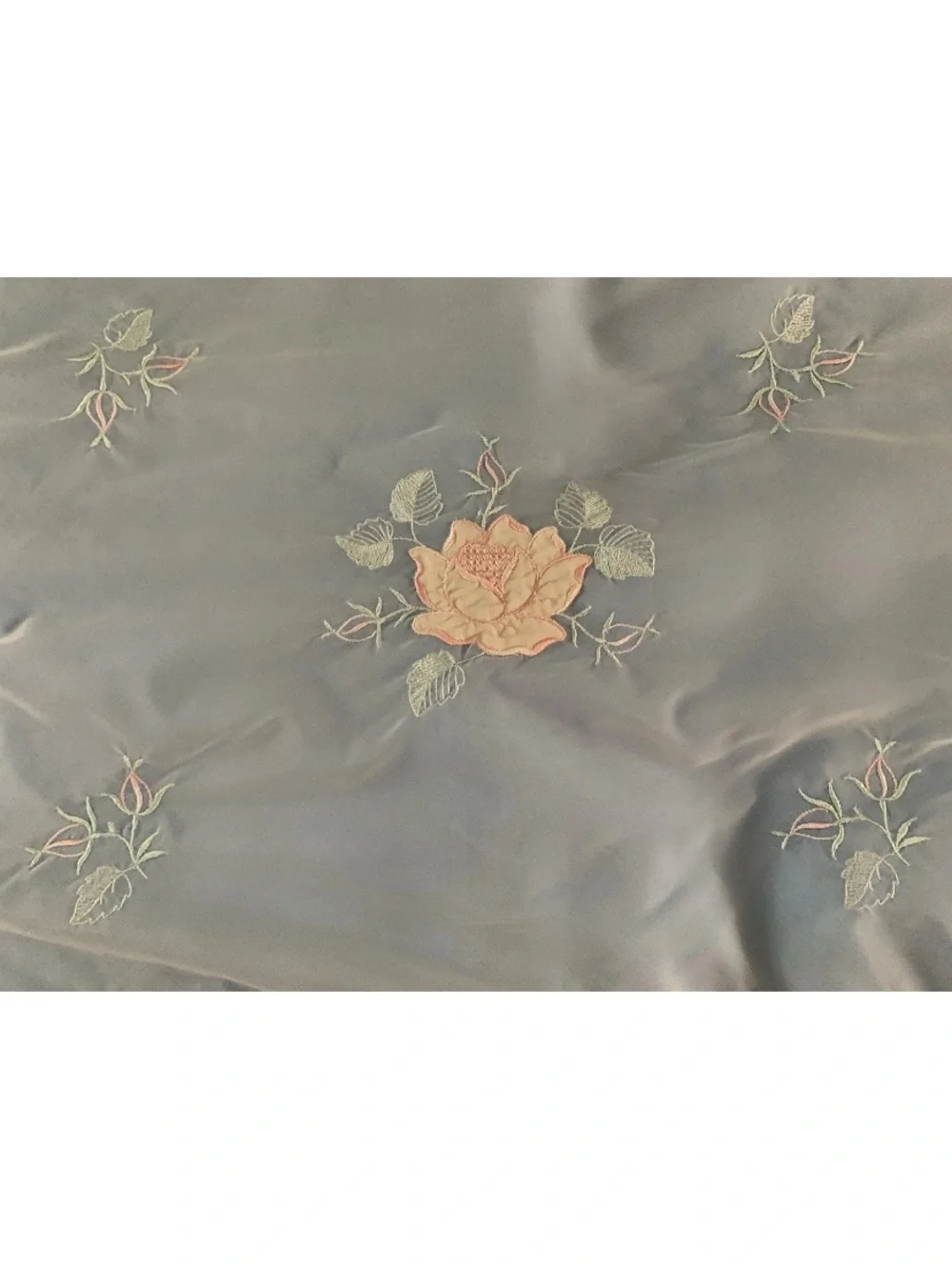 Vtg Leacril Layover Pillow Sham Light Blue Ruffle Roses Granny Victorian
